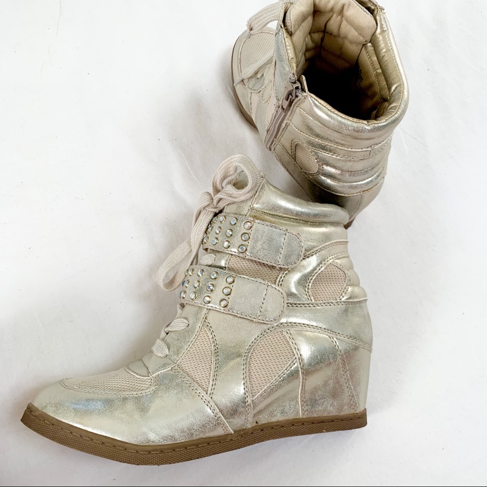 Steve Madden gold wedge sparkly sneaker